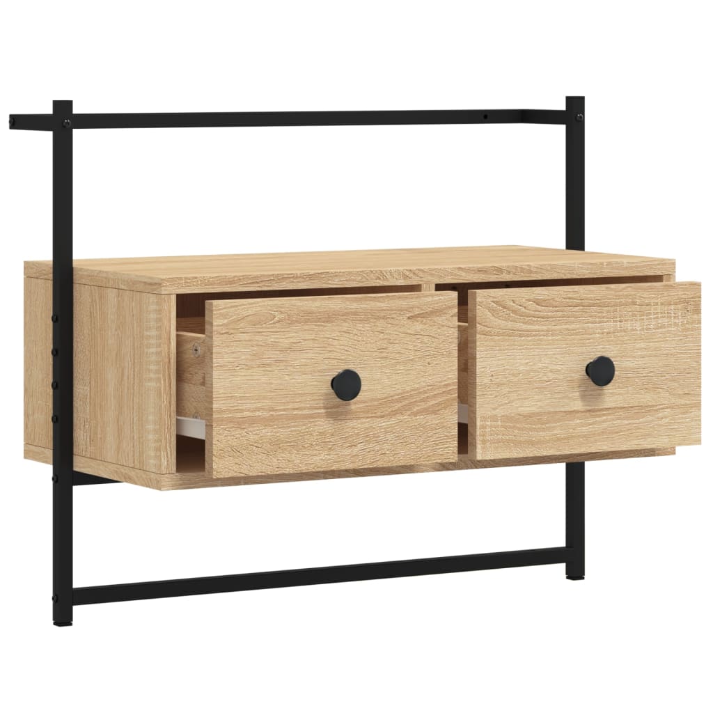 væghængt tv-bord 60,5x30x51 cm konstrueret træ sonoma-eg