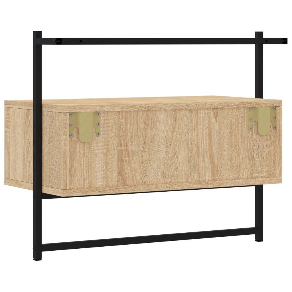 væghængt tv-bord 60,5x30x51 cm konstrueret træ sonoma-eg