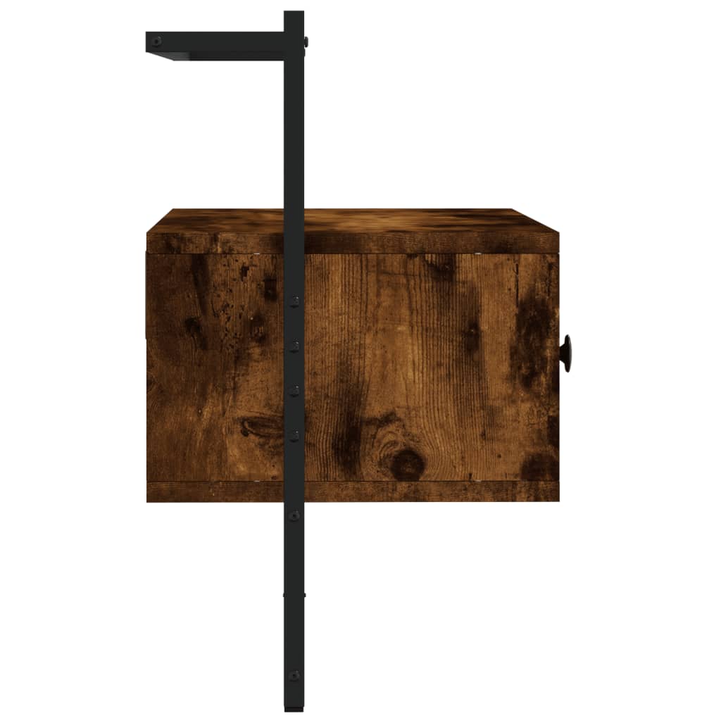 væghængt tv-bord 60,5x30x51 cm konstrueret træ røget egetræ