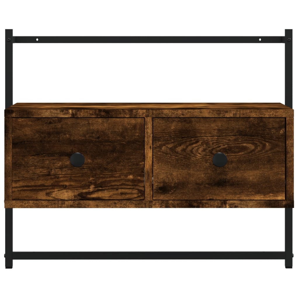 væghængt tv-bord 60,5x30x51 cm konstrueret træ røget egetræ
