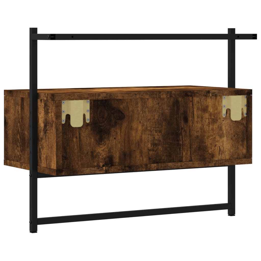 væghængt tv-bord 60,5x30x51 cm konstrueret træ røget egetræ