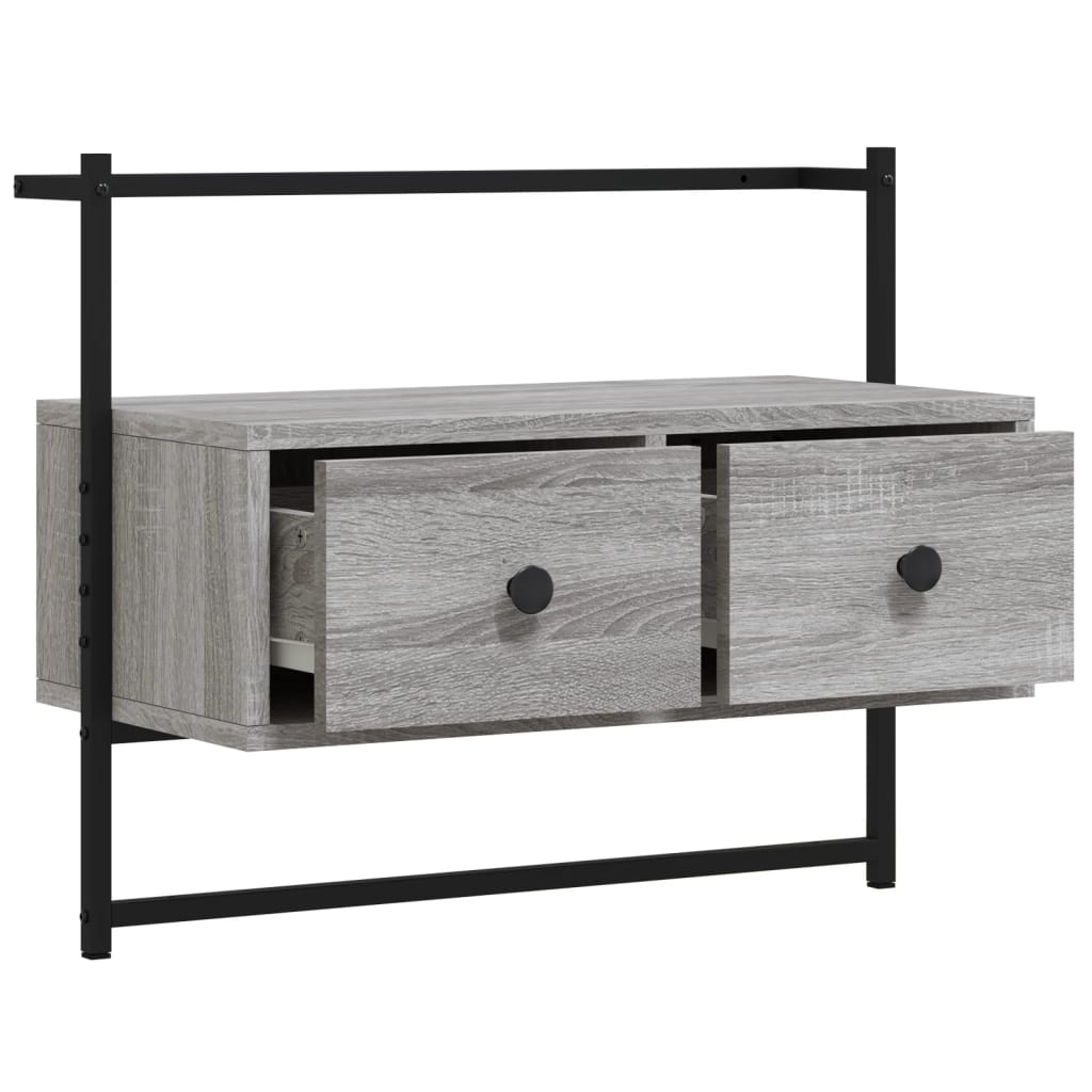 væghængt tv-bord 60,5x30x51 cm konstrueret træ grå sonoma-eg