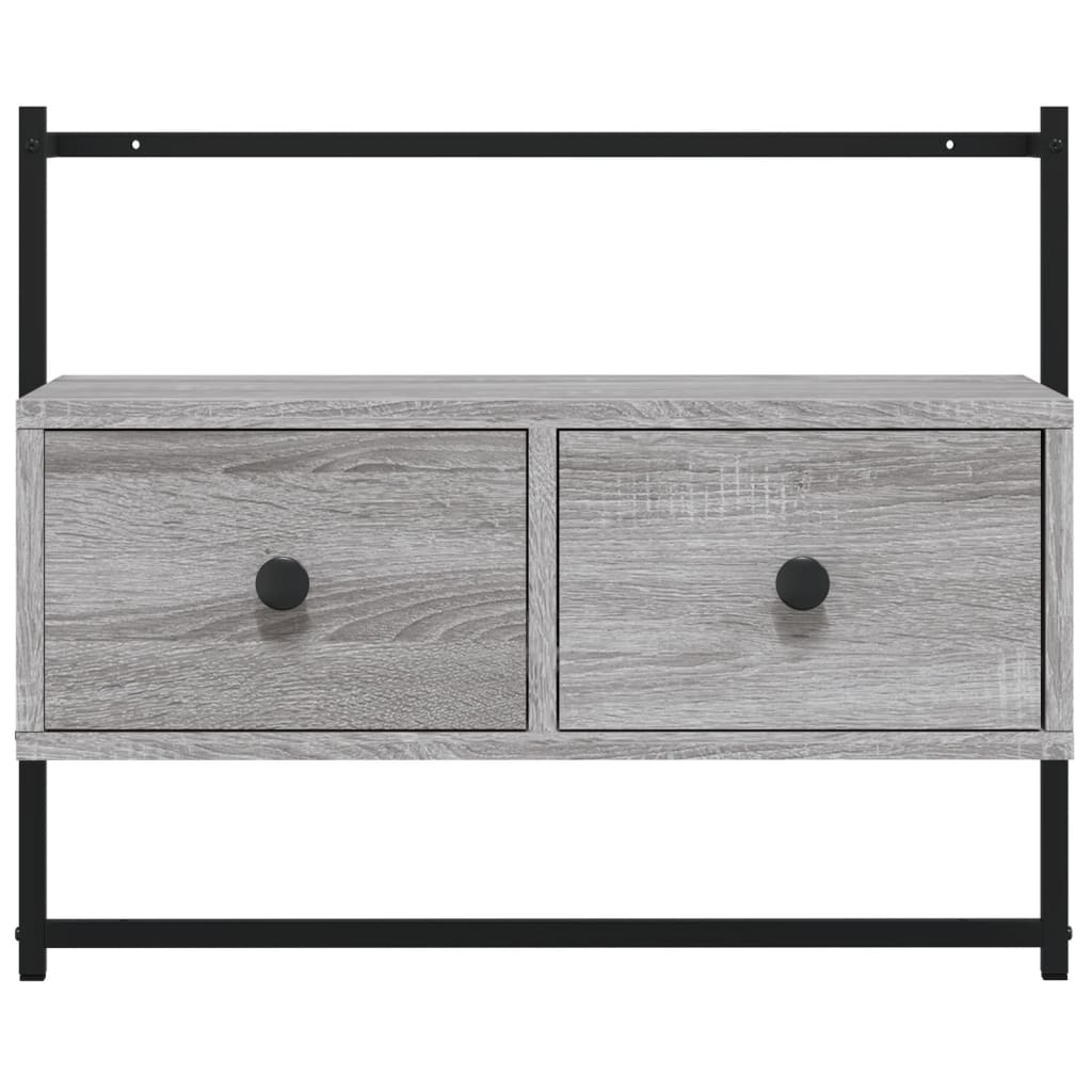 væghængt tv-bord 60,5x30x51 cm konstrueret træ grå sonoma-eg