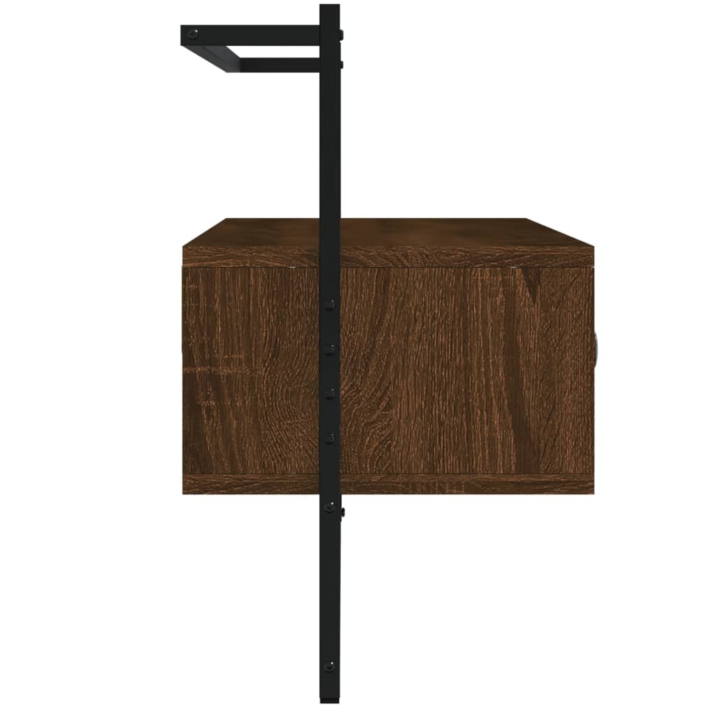væghængt tv-bord 100,5x30x51 cm konstrueret træ brunt egetræ