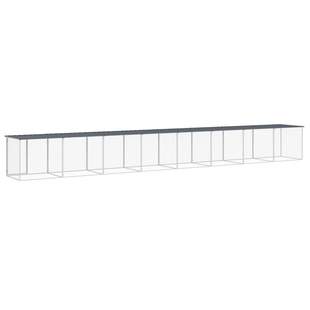 hønsebur med tag 803x98x90 cm galvaniseret stål antracitgrå