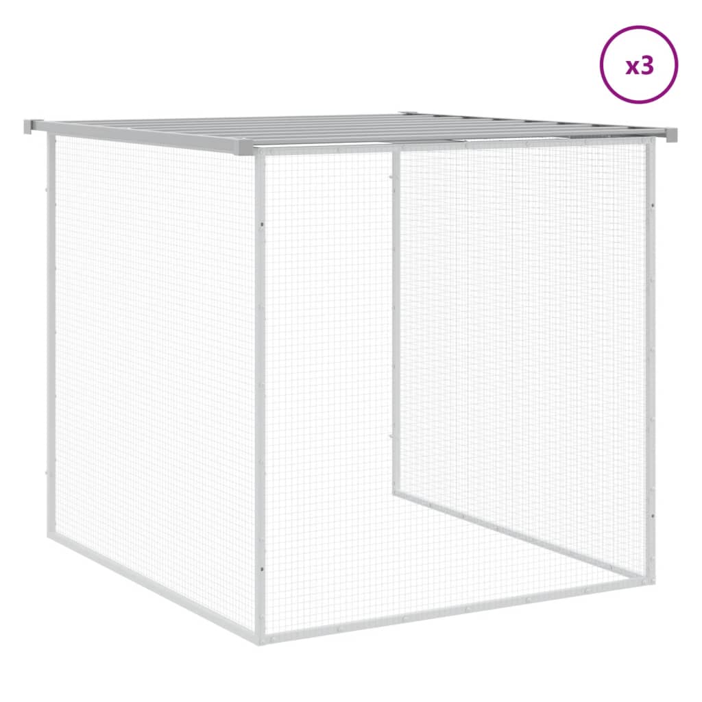 hønsebur med tag 403x98x90 cm galvaniseret stål lysegrå