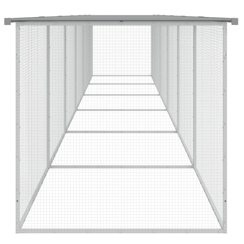 hønsebur med tag 603x98x90 cm galvaniseret stål lysegrå