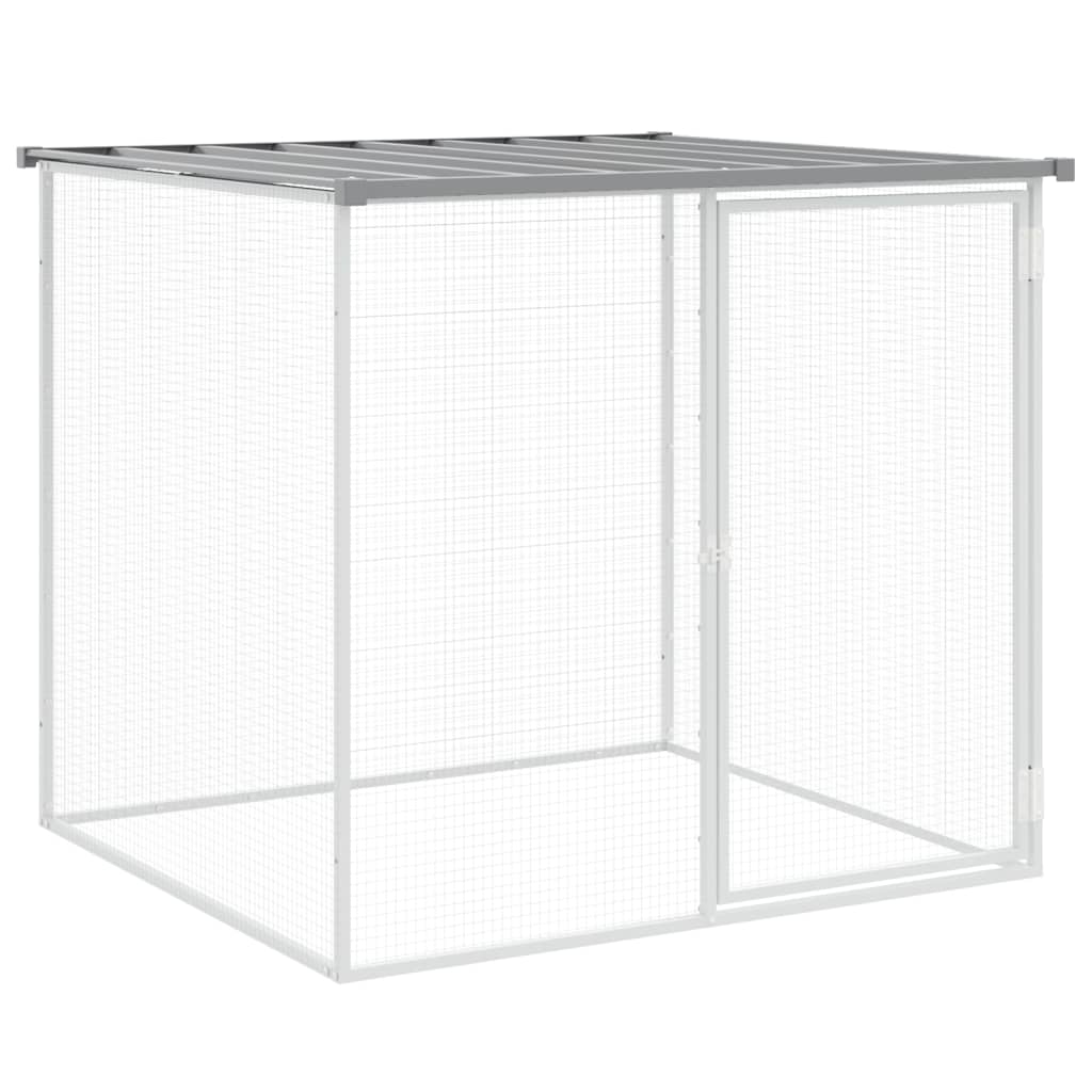 hønsebur med tag 603x98x90 cm galvaniseret stål lysegrå