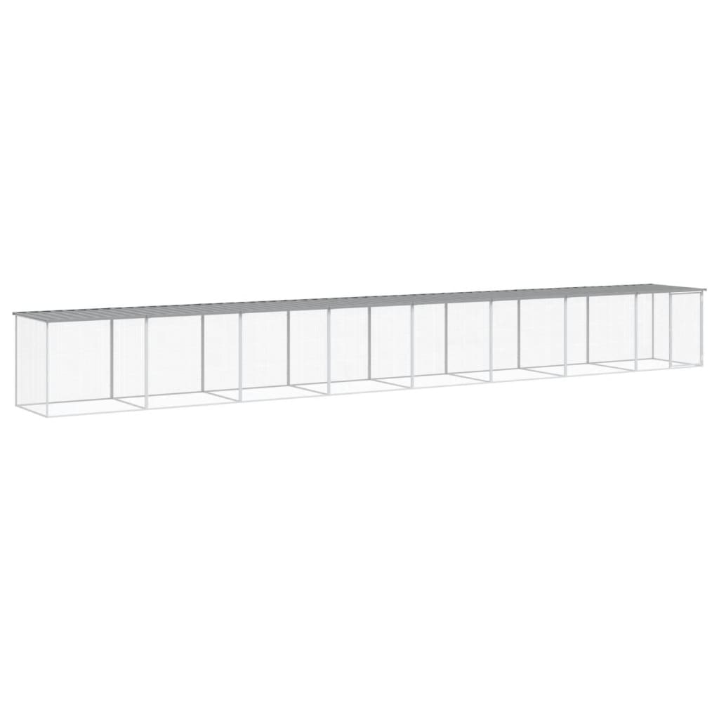 hønsebur med tag 803x98x90 cm galvaniseret stål lysegrå