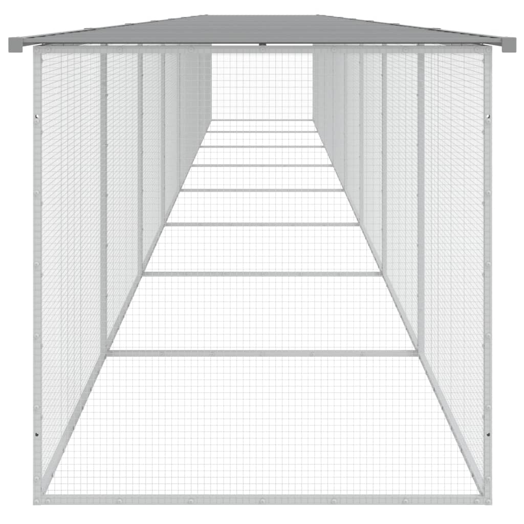 hønsebur med tag 803x98x90 cm galvaniseret stål lysegrå