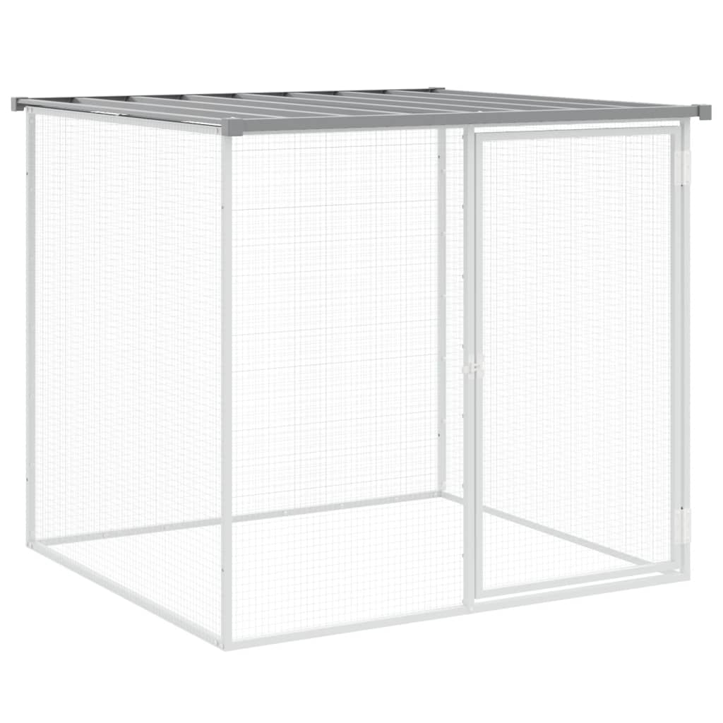 hønsebur med tag 803x98x90 cm galvaniseret stål lysegrå