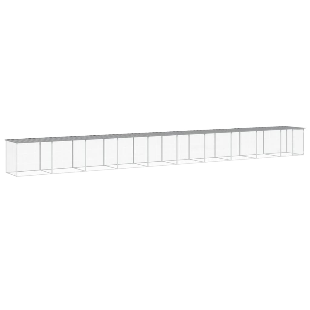 hønsebur med tag 1003x98x90 cm galvaniseret stål lysegrå