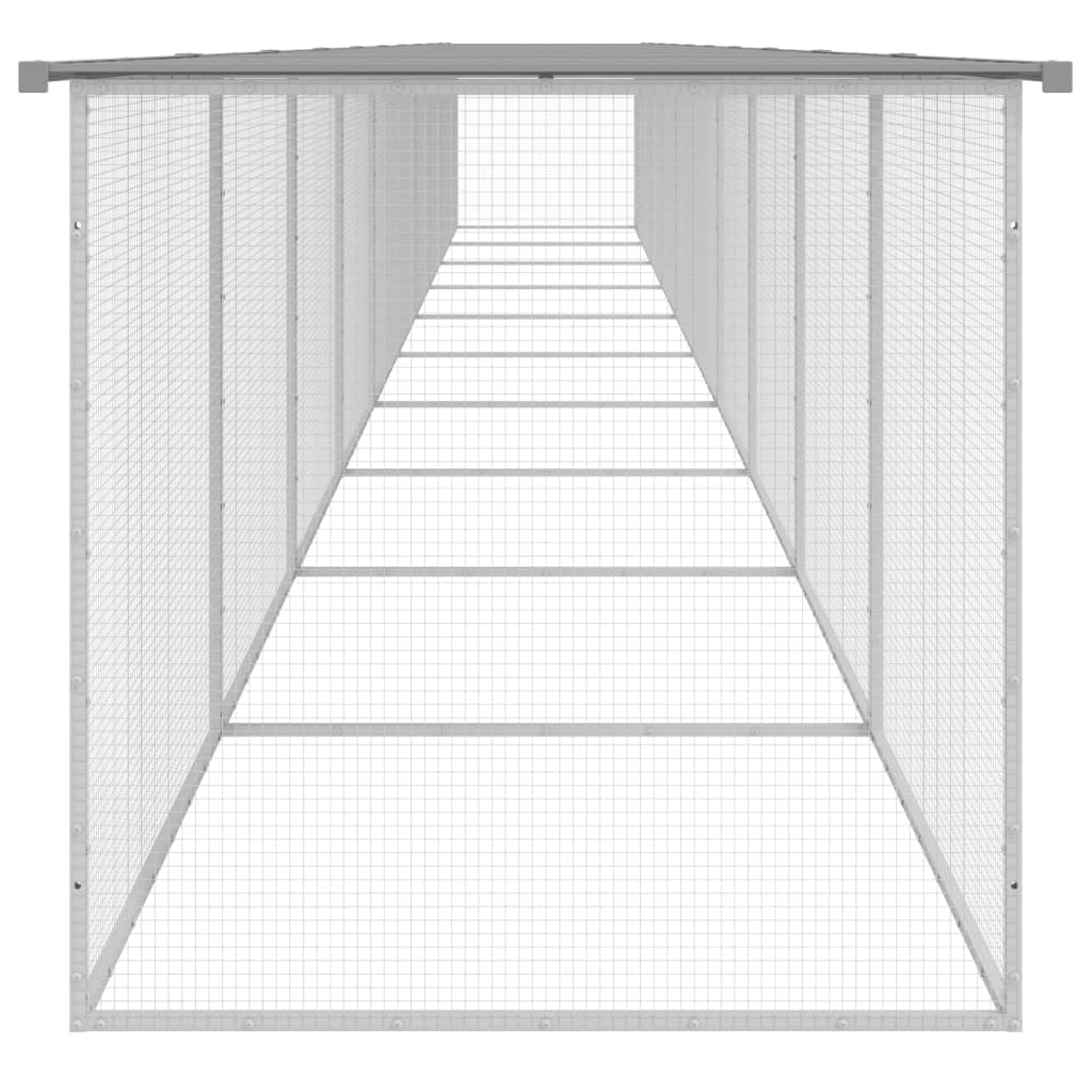 hønsebur med tag 1003x98x90 cm galvaniseret stål lysegrå