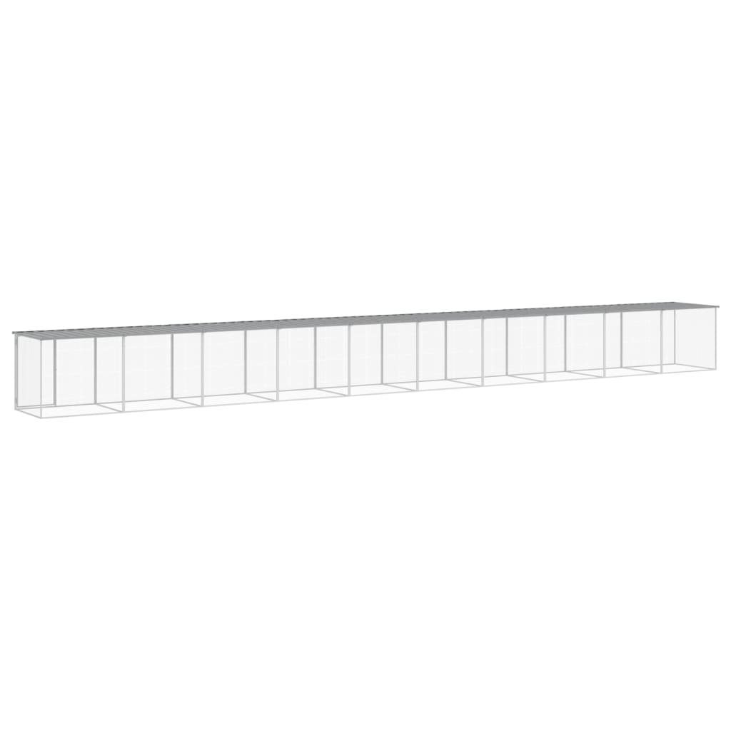 hønsebur med tag 1003x98x90 cm galvaniseret stål lysegrå
