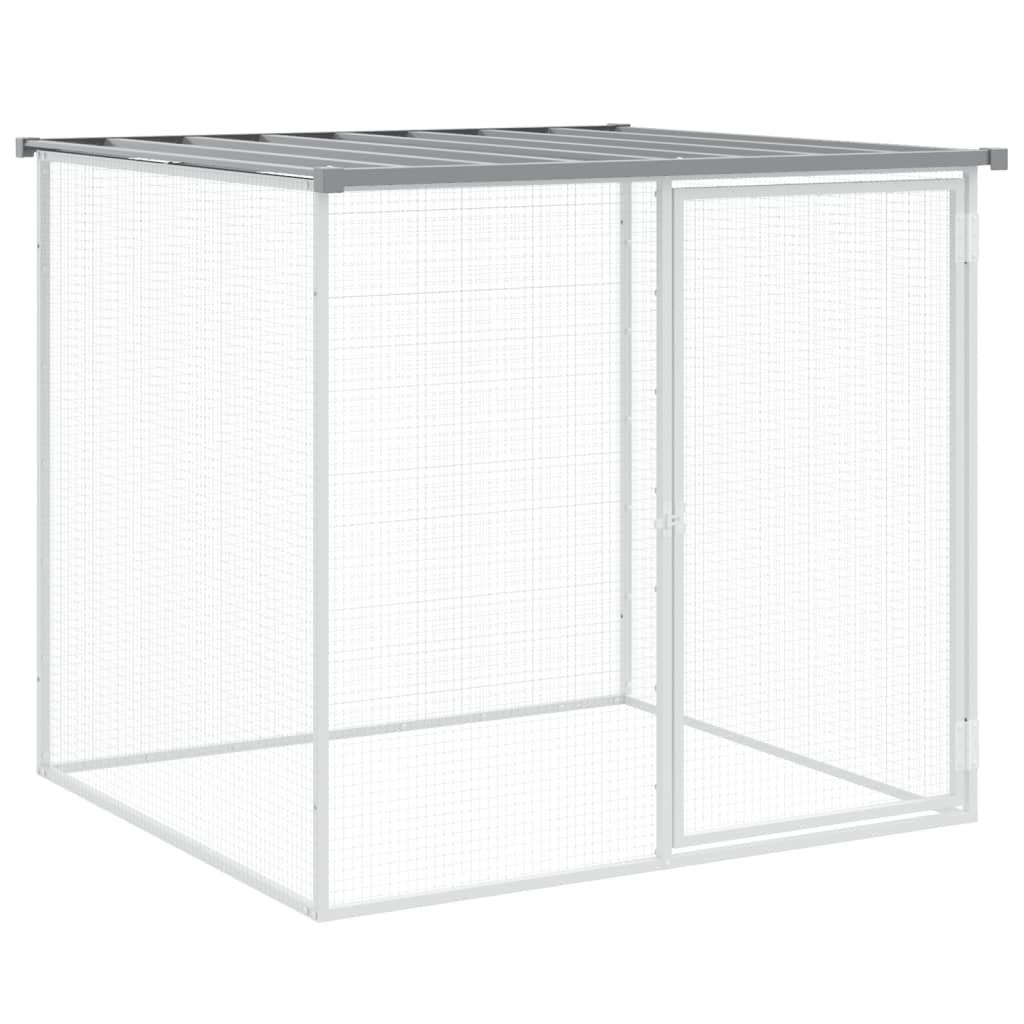 hønsebur med tag 1003x98x90 cm galvaniseret stål lysegrå
