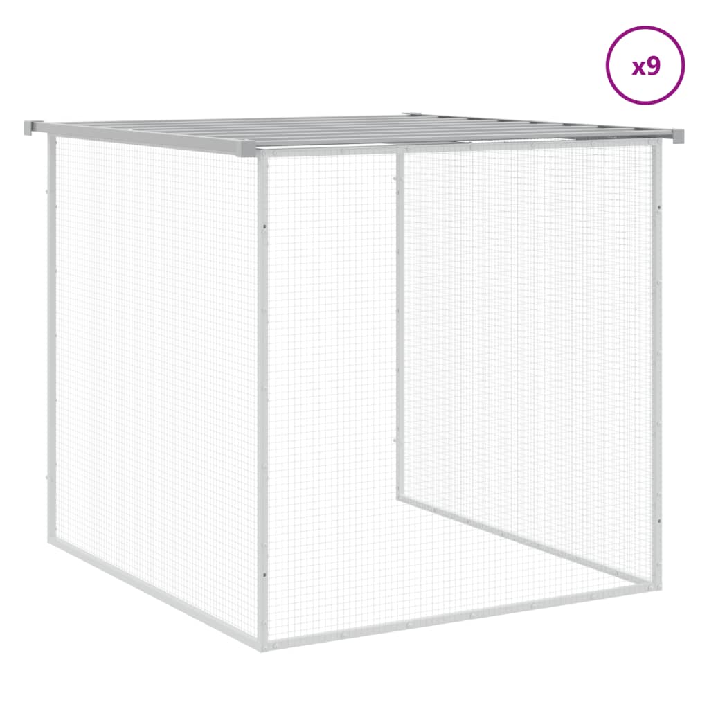 hønsebur med tag 1003x98x90 cm galvaniseret stål lysegrå