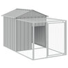 hønsehus med løbegård 117x609x123 cm galvaniseret stål lysegrå