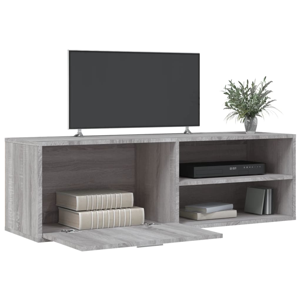 tv-bord 120x34x37 cm konstrueret træ grå sonoma-eg