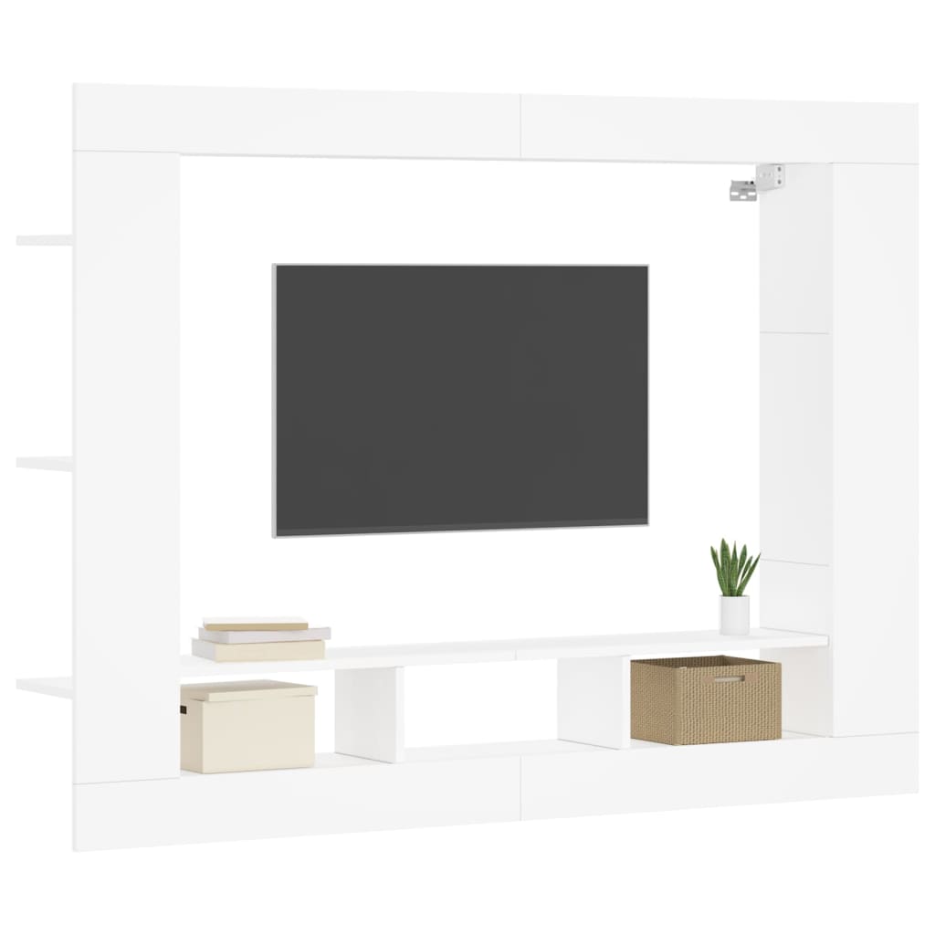 tv-møbel 152x22x113 cm konstrueret træ hvid