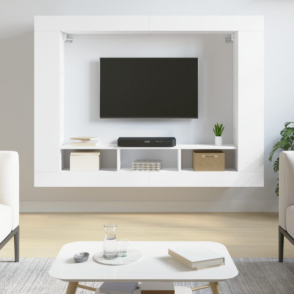 tv-møbel 152x22x113 cm konstrueret træ hvid