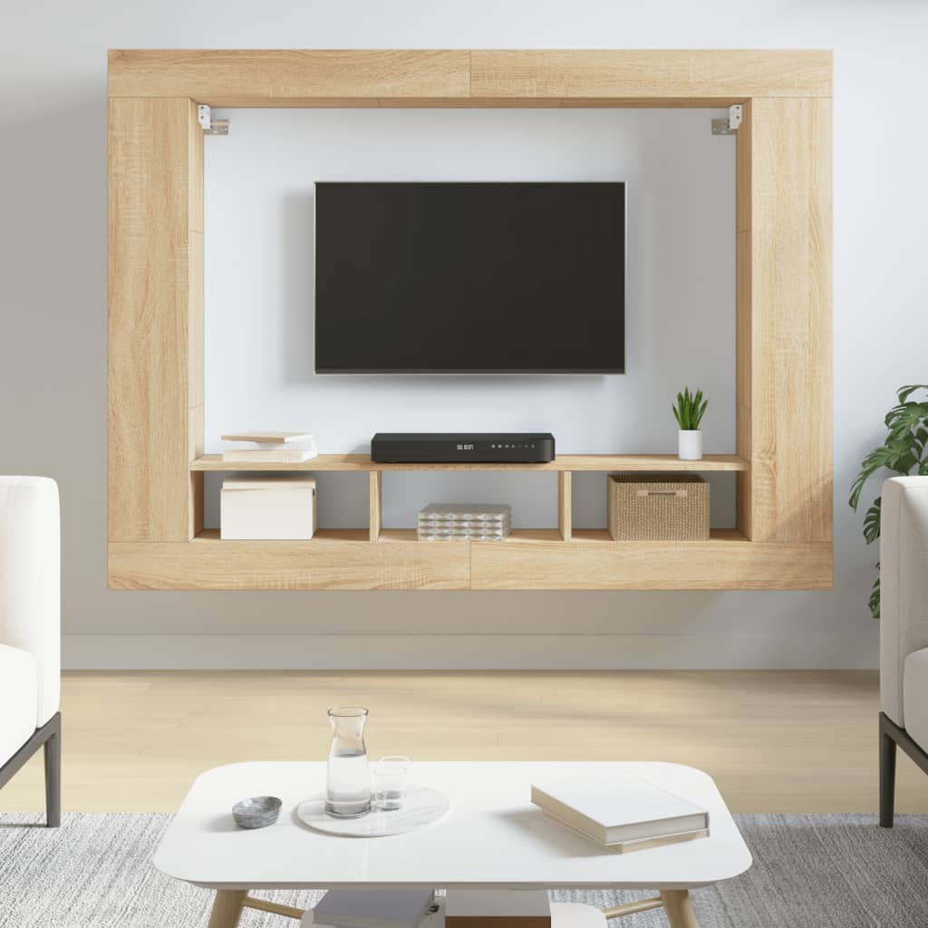 tv-møbel 152x22x113 cm konstrueret træ sonoma-eg