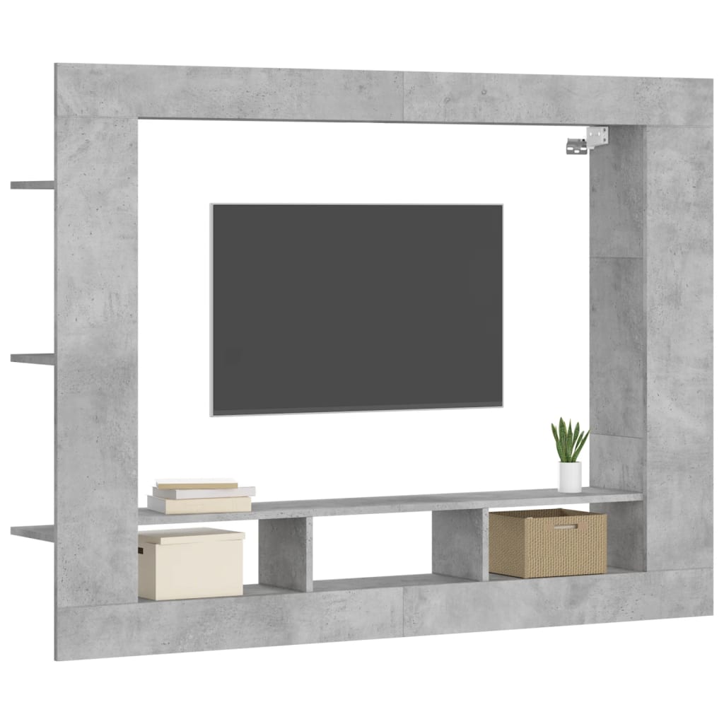 tv-møbel 152x22x113 cm konstrueret træ betongrå