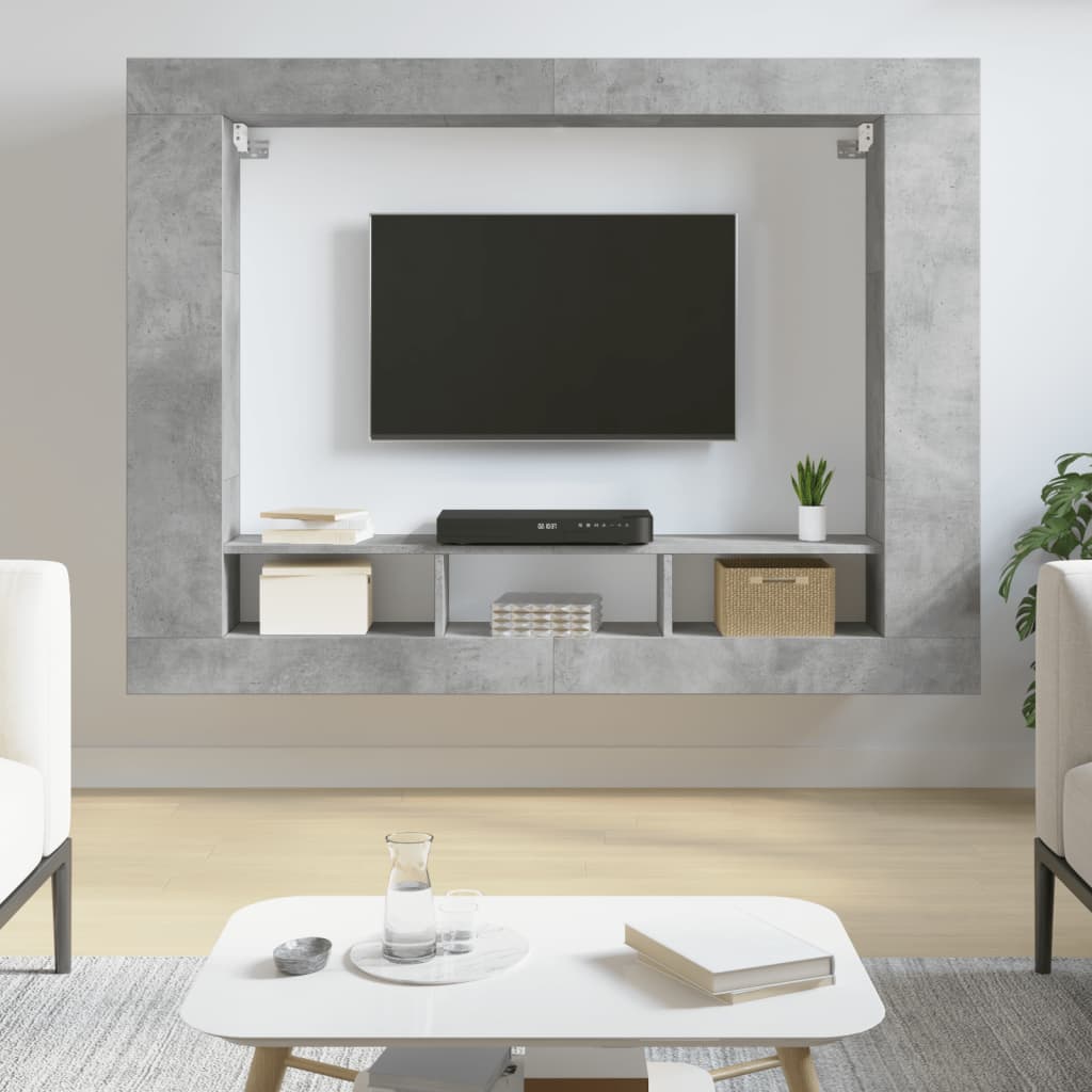 tv-møbel 152x22x113 cm konstrueret træ betongrå