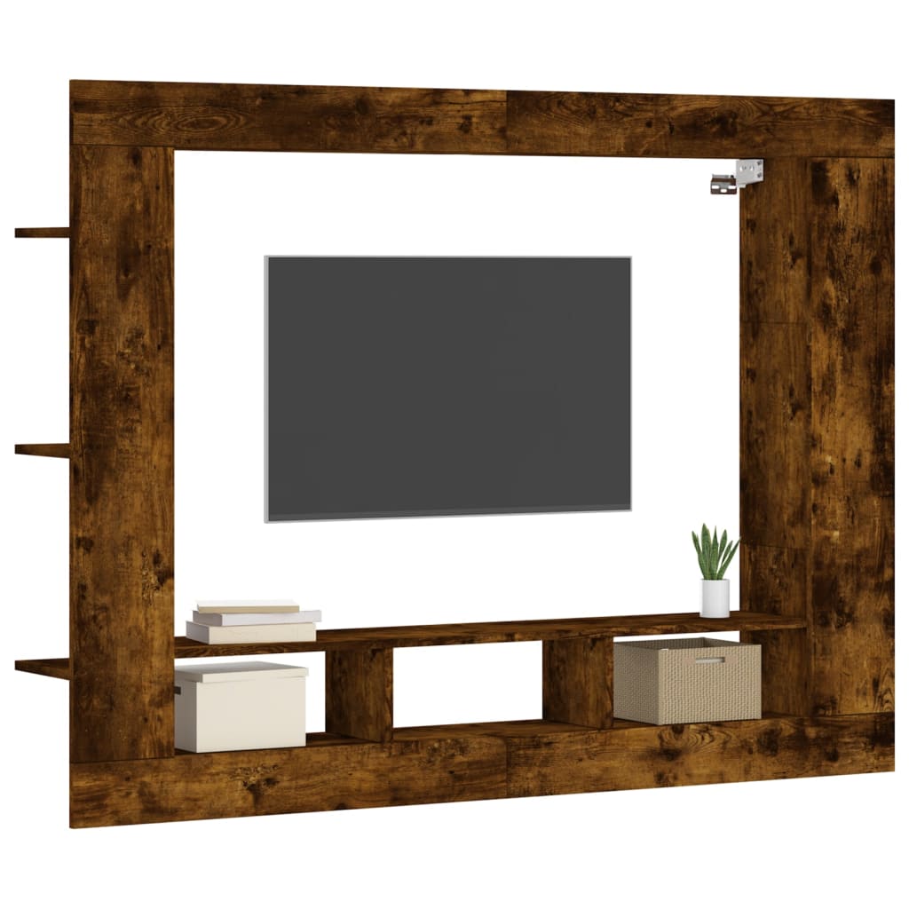 tv-møbel 152x22x113 cm konstrueret træ røget sonoma-eg