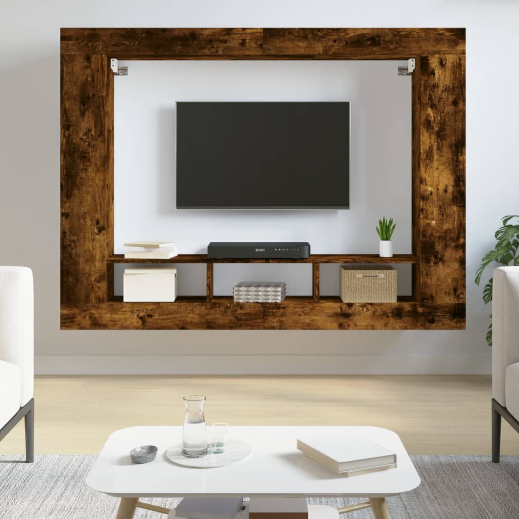 tv-møbel 152x22x113 cm konstrueret træ røget sonoma-eg