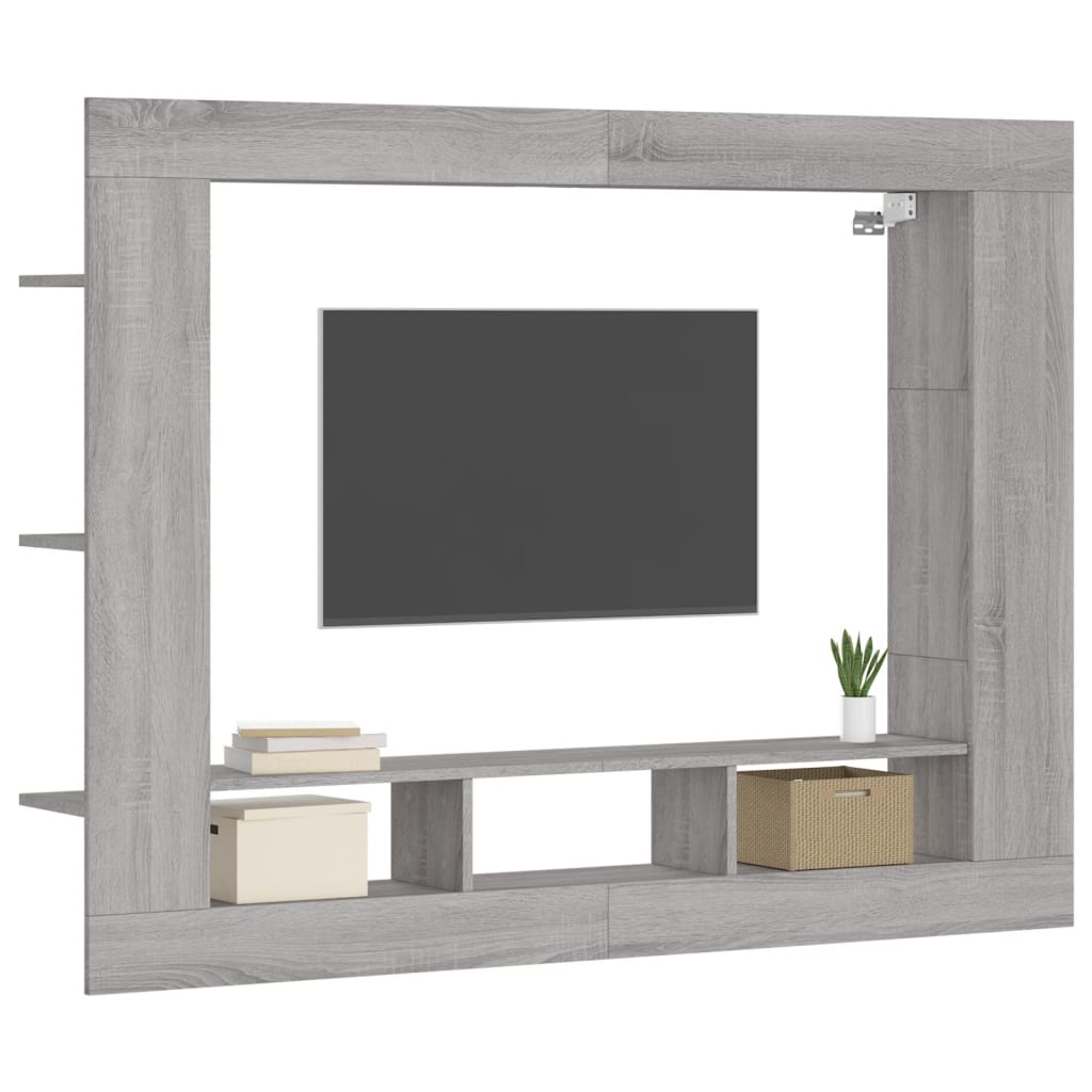 tv-møbel 152x22x113 cm konstrueret træ grå sonoma-eg