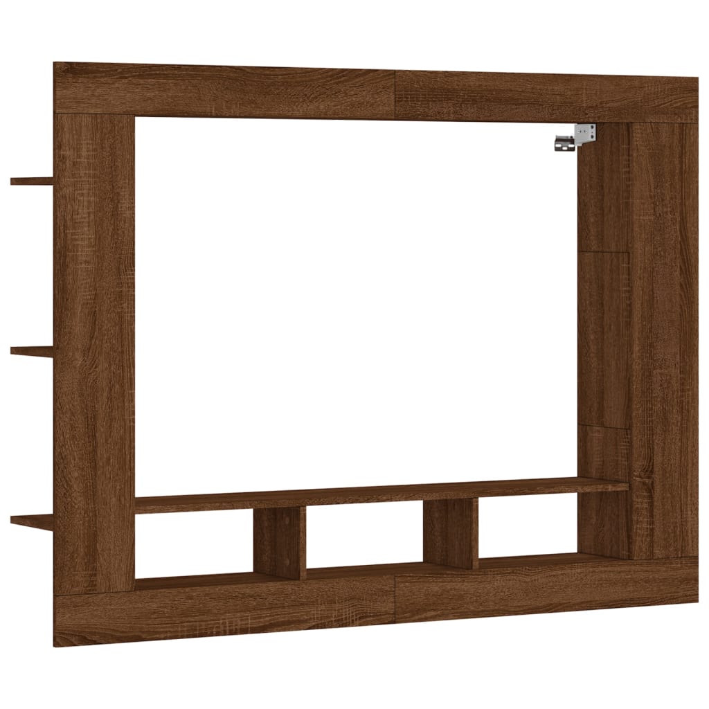 tv-møbel 152x22x113 cm konstrueret træ brun egetræsfarve