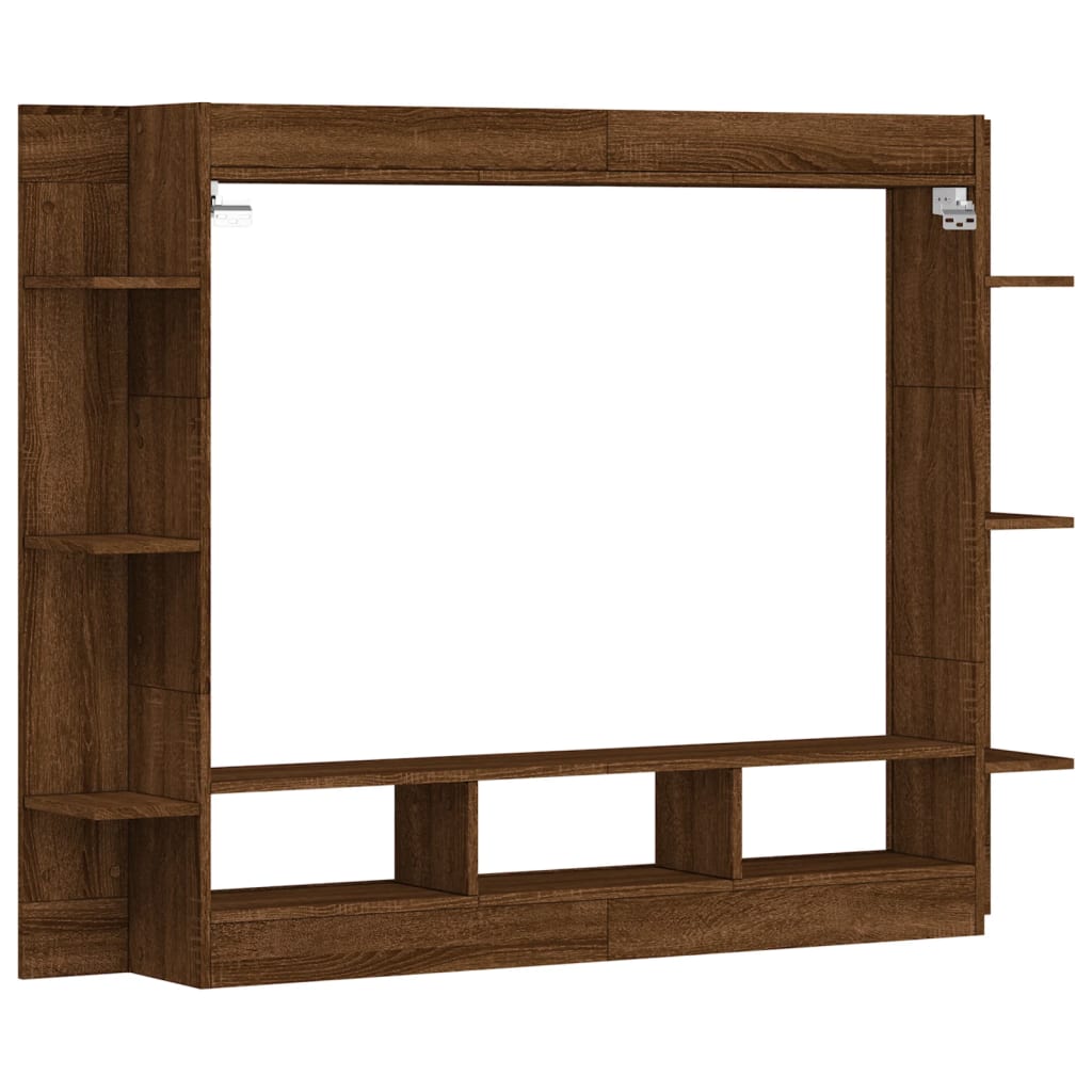 tv-møbel 152x22x113 cm konstrueret træ brun egetræsfarve