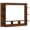 tv-møbel 152x22x113 cm konstrueret træ brun egetræsfarve