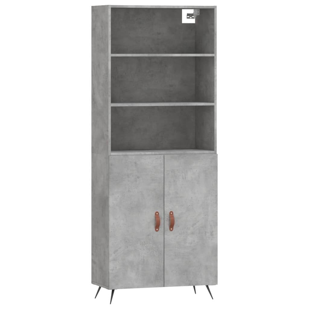 højskab 69,5x34x180 cm konstrueret træ betongrå