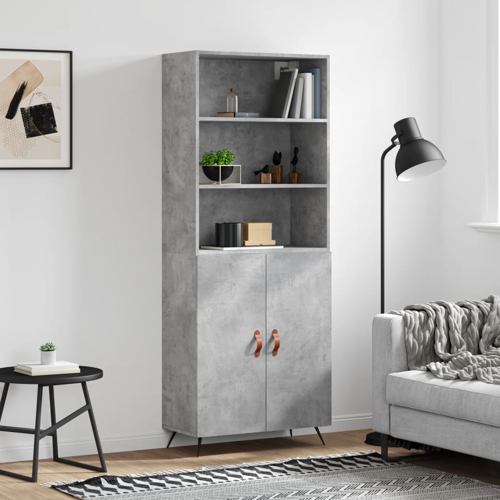 højskab 69,5x34x180 cm konstrueret træ betongrå