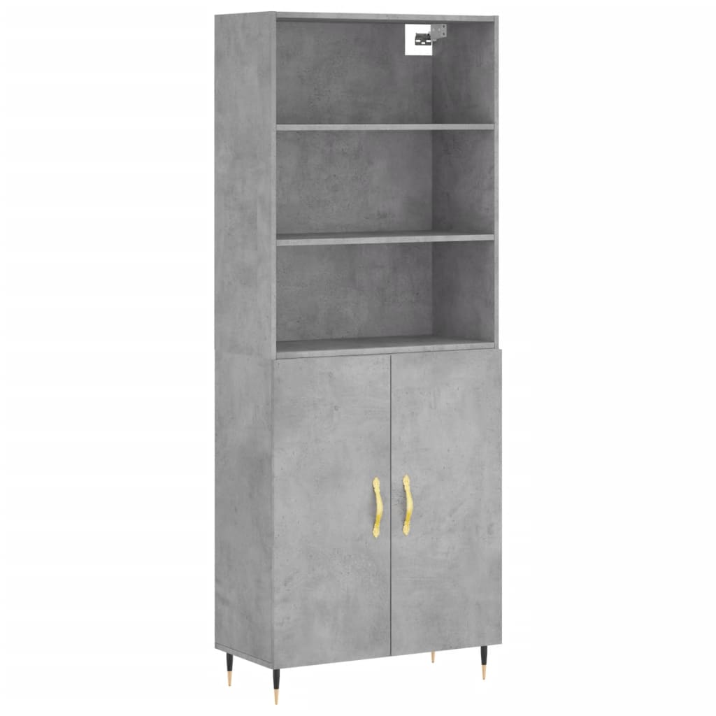 højskab 69,5x34x180 cm konstrueret træ betongrå