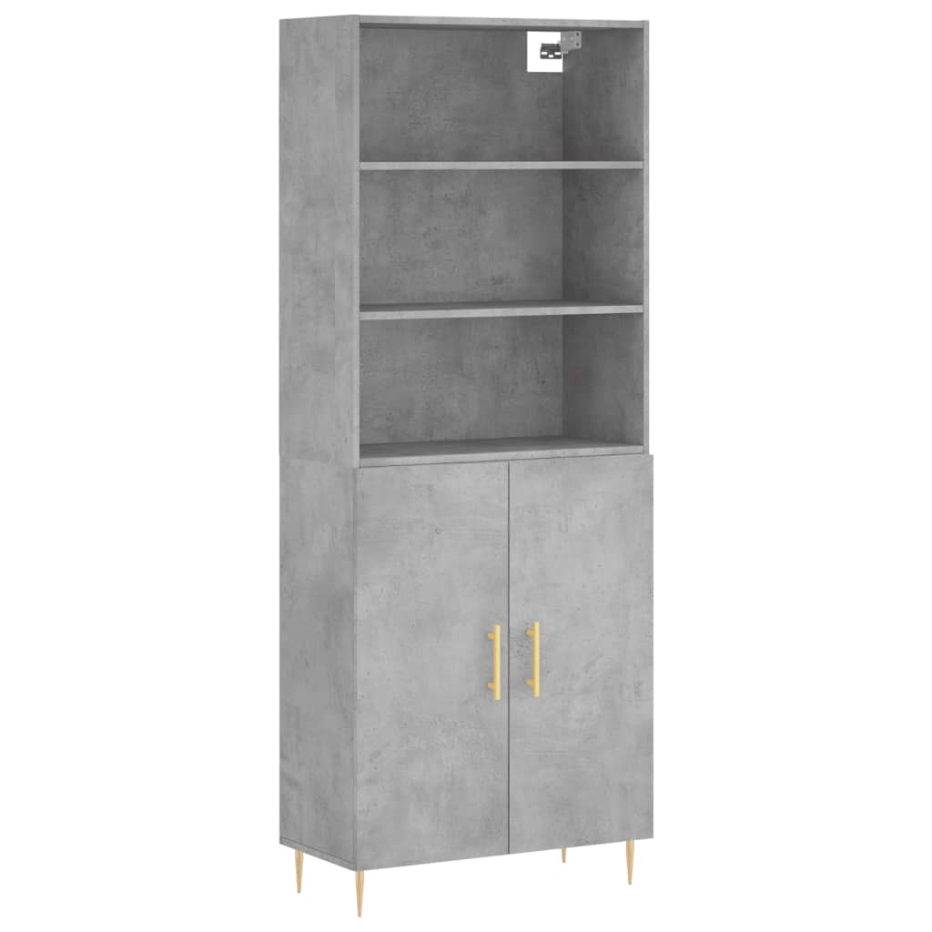 højskab 69,5x34x180 cm konstrueret træ betongrå