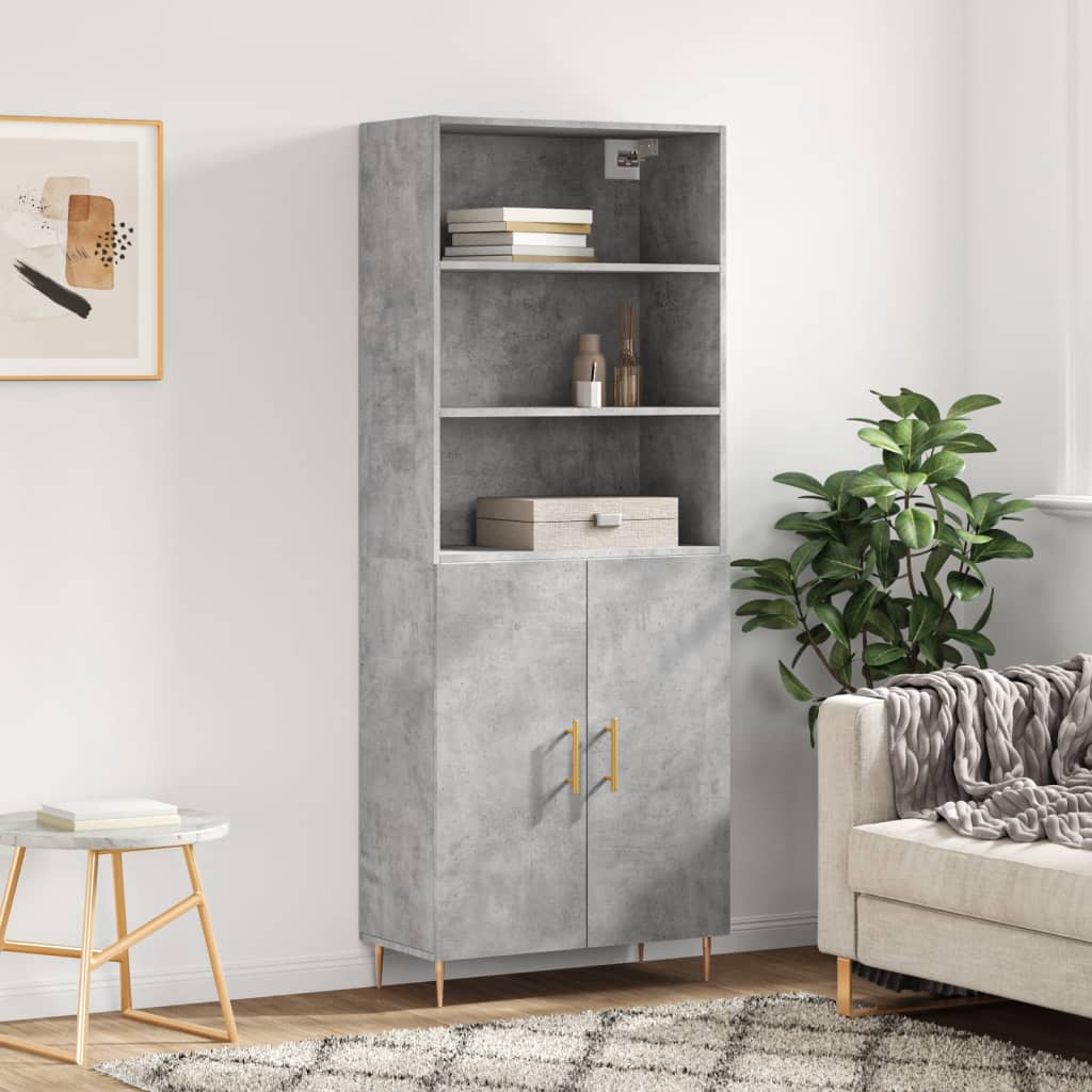 højskab 69,5x34x180 cm konstrueret træ betongrå