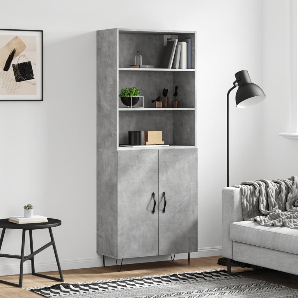højskab 69,5x34x180 cm konstrueret træ betongrå