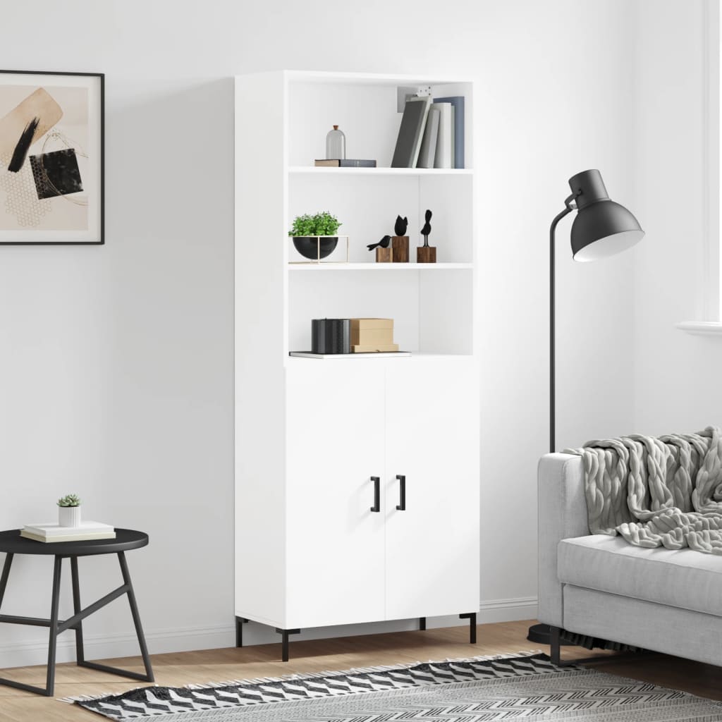 højskab 69,5x34x180 cm konstrueret træ hvid