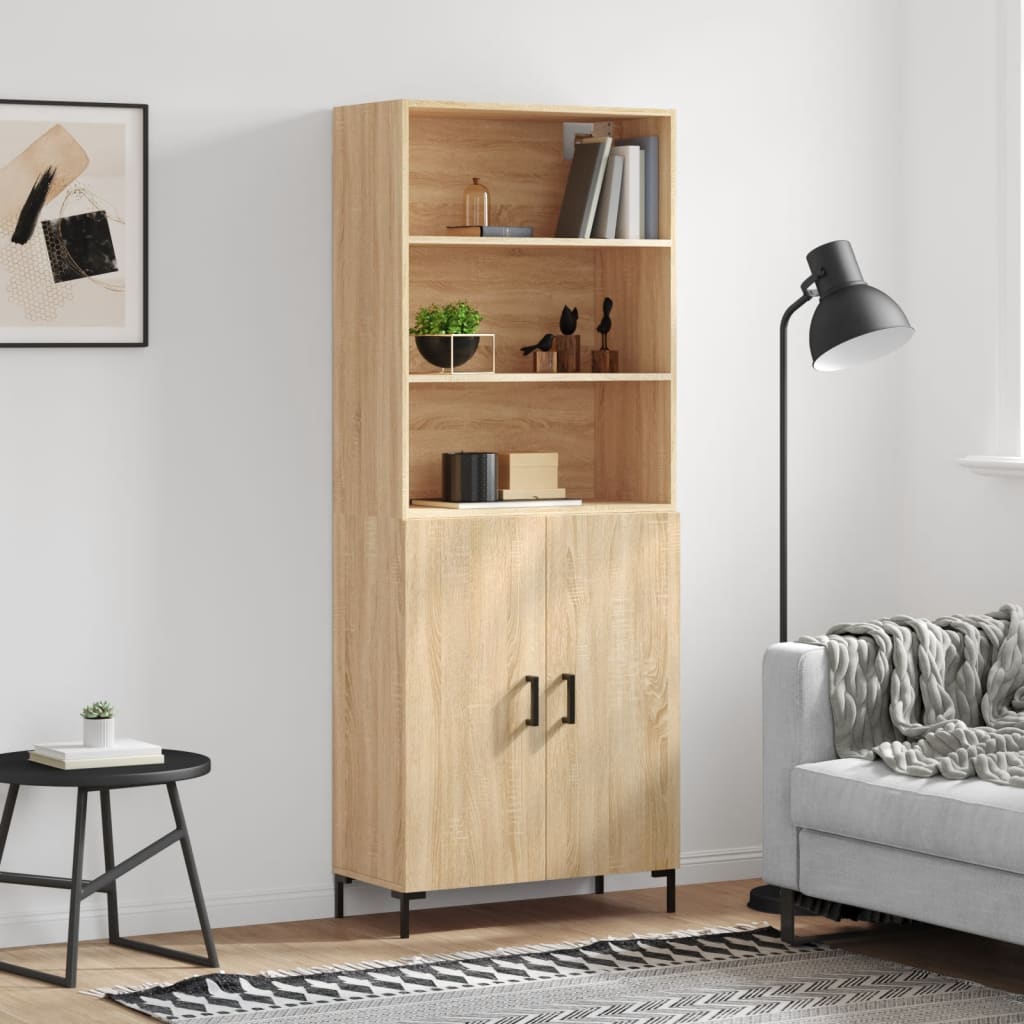højskab 69,5x34x180 cm konstrueret træ sonoma-eg