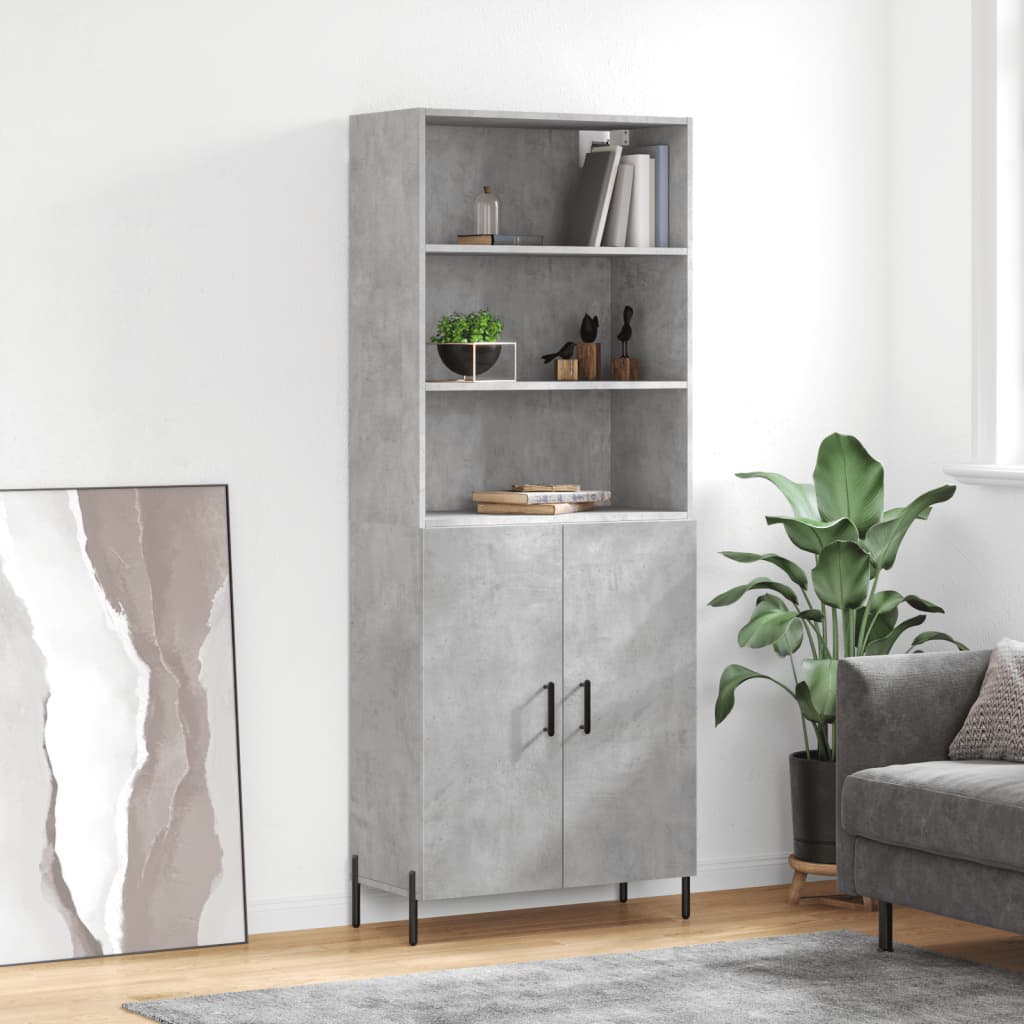 højskab 69,5x34x180 cm konstrueret træ betongrå