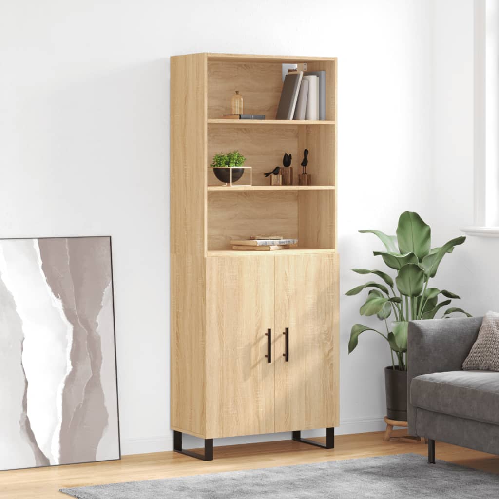 højskab 69,5x34x180 cm konstrueret træ sonoma-eg