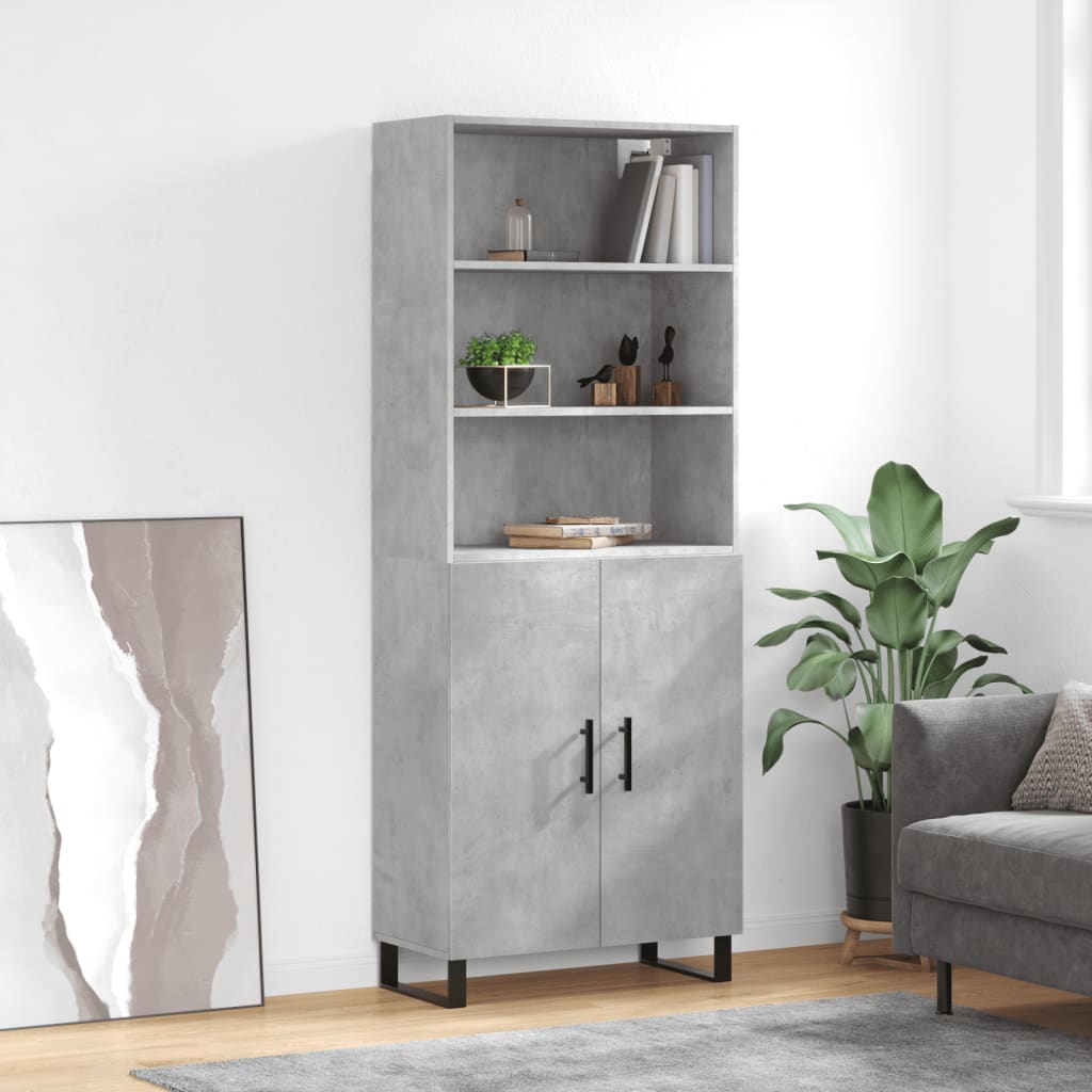 højskab 69,5x34x180 cm konstrueret træ betongrå