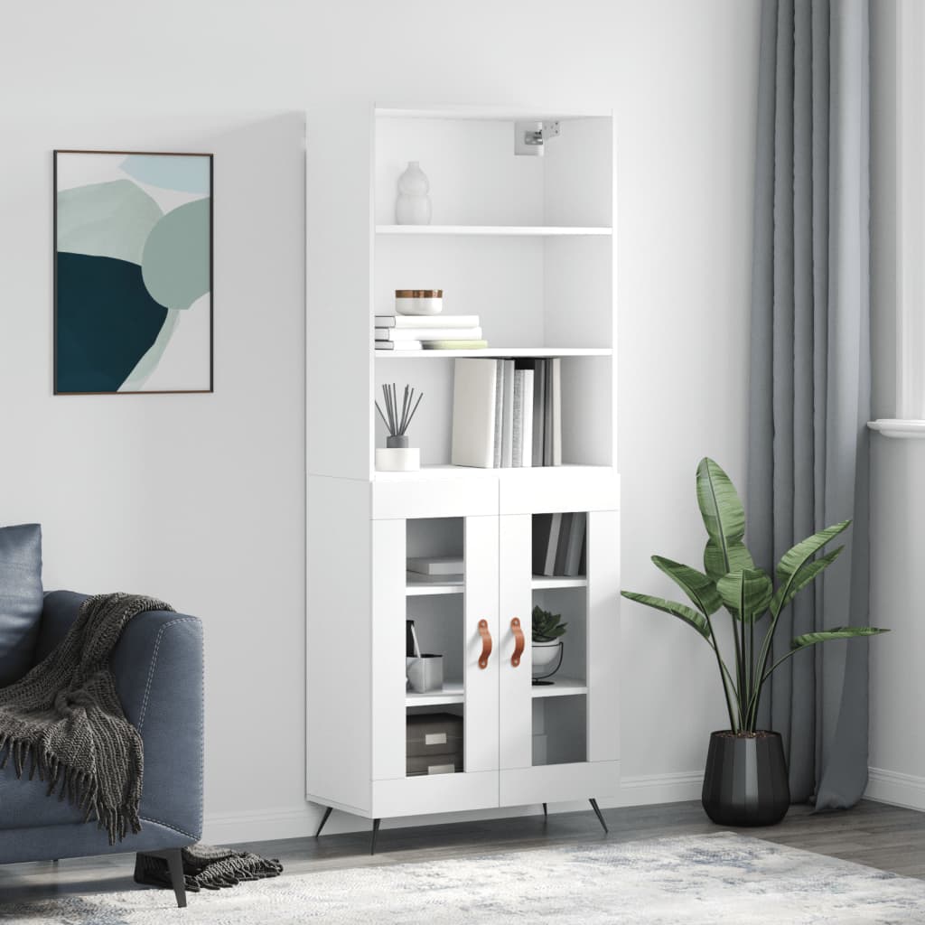 højskab 69,5x34x180 cm konstrueret træ hvid