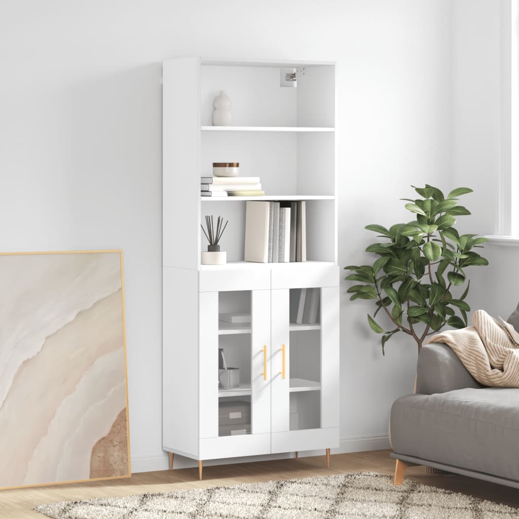 højskab 69,5x34x180 cm konstrueret træ hvid