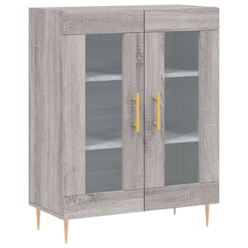 højskab 69,5x34x180 cm konstrueret træ grå sonoma-eg
