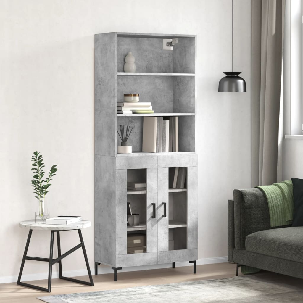 højskab 69,5x34x180 cm konstrueret træ betongrå