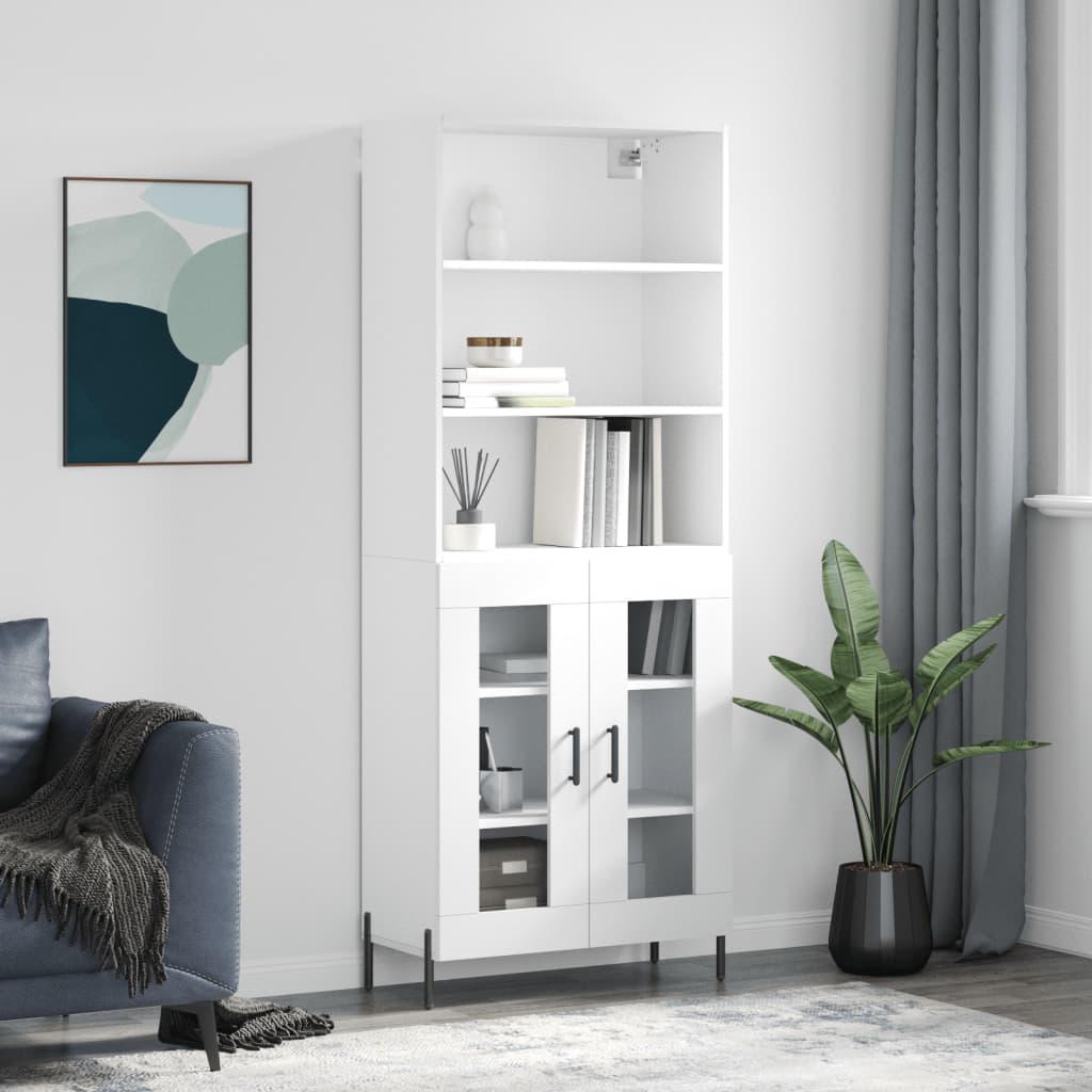højskab 69,5x34x180 cm konstrueret træ hvid