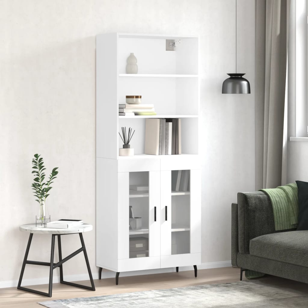 højskab 69,5x34x180 cm konstrueret træ hvid